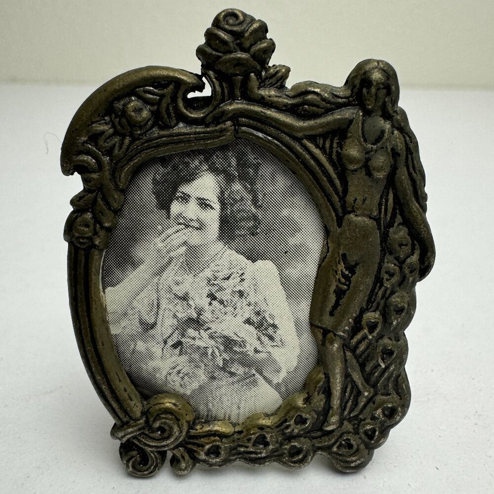 Vintage 925 Silver Plated Miniature Frame Photo Picture 2" x 1,5" Oval Spain